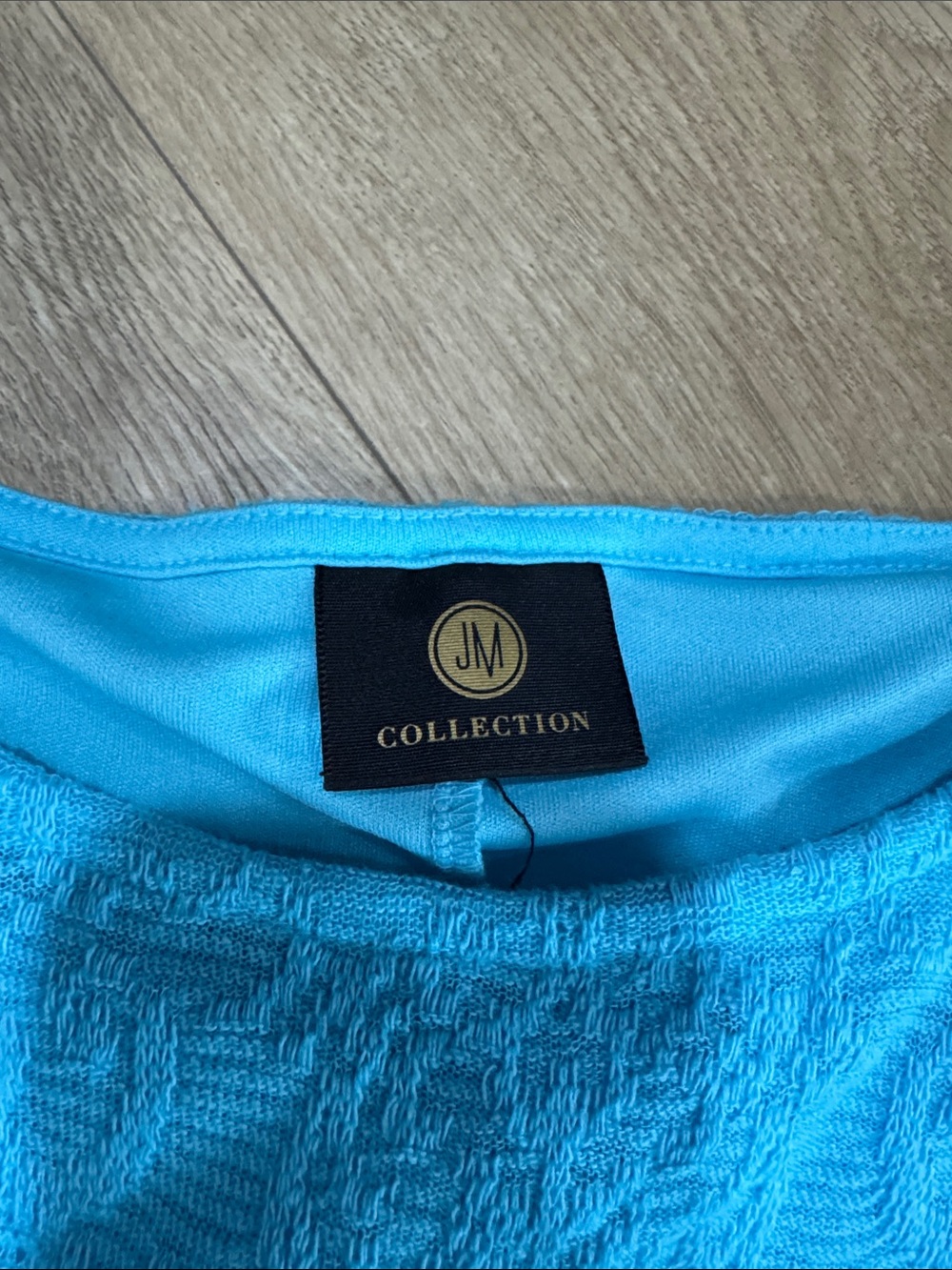 JM Collection Turquoise Textured Short-Sleeve Top - Picture 2 of 5